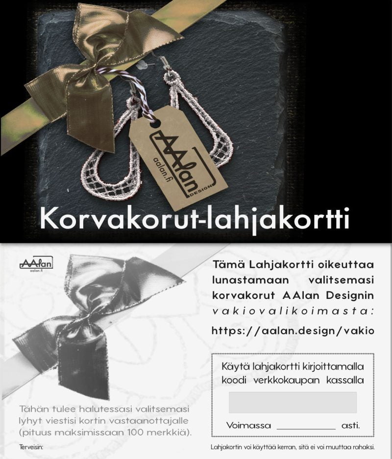 Kuva Korvakorut-lahjakortin sisällöstä